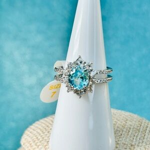 Bomb Party AquaMarine Ring Size 7 New